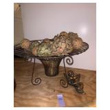 BASKET W/ DECORATIVE FAUX FOOD MISSING 1 LEG