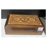 DECORATIVE CARVED WOODEN BOX 3 H X 9.5 W X 5.5 D