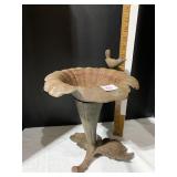 CAST IRON PLANTER W/ BIRD ON EDGE 12" H
