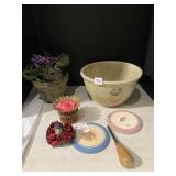 ARTIFICIAL IRIS, BOWL, 2 TRIVETS