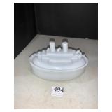 ATTERBURY MILK GLASS COVERED BATTLESHIP