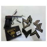 ARMY PATCHES, POCKET TOOLBOX, ETC.