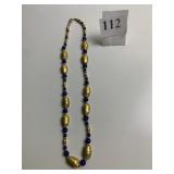 NECKLACE W/ GOLD TONE SCARAB SPACERS W/ BLUE