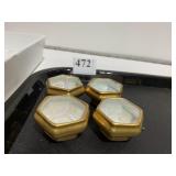 SALTS PAINTED GOLD, MARKED ON BASE AS SHOWN