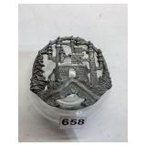 COVERED BOX WITH CASTLE SCENE WITH BLUE