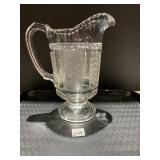PRESSED GLASS WATER PITCHER 9.5" H