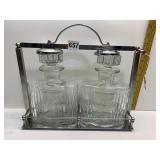 DECANTER SET WITH LOCK, SCOTCH & RYE
