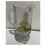 PITCHER HAND PAINTED MERRY CHRISTMAS 8" H