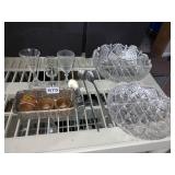 CUT GLASS, NAPKIN RINGS, SHOT GLASSES