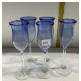 6 WINE GLASSES SIGNED ON BASE AS SHOWN, 2 HAVE