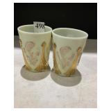 NORTHWOOD INVERTED FAN & FEATHER CUSTARD GLASS