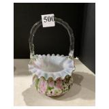 FENTON ART GLASS AVENTURINE BASKET
