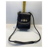 BRIGHTON BLACK LEATHER COIN PURSE WITH BRAIDED