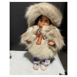 ESKIMO DOLL, SLEEPY EYED, PLASTIC HANDS & FACE,