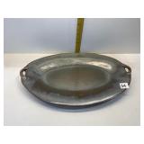 SIGNED POTTERY 20" HANDLED SERVING PLATTER