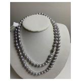 GREY 36" LONG HONDORA CULTURED PEARL NECKLACE NEW