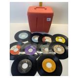 45 RECORD STORAGE BOX WITH DIVIDERS AND LOTS OF
