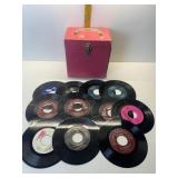45 RECORD STORAGE BOX WITH DIVIDERS AND LOTS OF