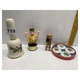 FRED FLINTSTONE, BELL, MAGNETS, WOODEN DOG