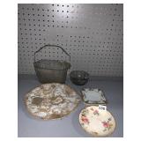 HEISEY BASKET, PLATES, ETC.
