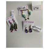THREE PAIRS BETSEY JOHNSON EARRING NEW$40.00