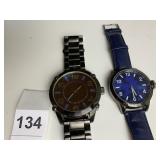 LARGE FACE NO NAME WATCHES ONE LEATHER BAND