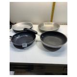SMALL FRYING PANS, PIE PANS