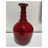 ART GLASS VASE RED, 12" H