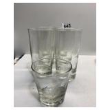 ETCHED GLASSES, STERLING HANDLE