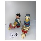 WALKING TOYS DONALD DUCK, LADY WITH CARRIAGE