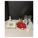 LENOX PLATE, GLASSES, CANDLES