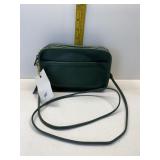 VINTAGE GREEN LEATHER SMALL COACH BAG WITH CROSS