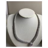 SNAKE MOTIF RHINESTONE NECKLACE W/ GREEN EYES