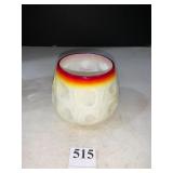 ART GLASS RED INTO CREAM 3.5" H