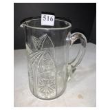 WATER PITCHER CUT GLASS 7" H