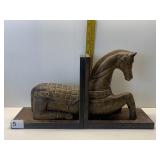 SOLID WOOD CARVED HORSE BOOKENDS