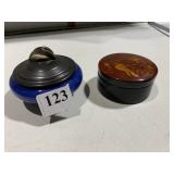 2 TRINKET BOXES, GOLDFISH & BLUE WITH SHELL