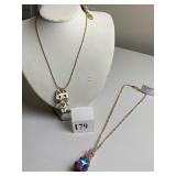 BETSY JOHNSON BUNNY RABBIT NECKLACE AND KITTY