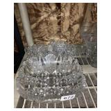 CUT GLASS CREAMER/SUGAR, GLASSES