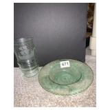 GREEN GLASS BOWL, SHIP GLASS
