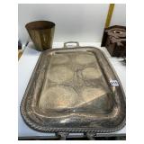 SERVING TRAY SILVER OVER COPPER 20" X 14"