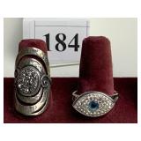SZ. 9 1/2 EVIL EYE STERLING RING AND 7.5" ISRAEL