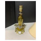 LAMP YELLOW WITH ETCHED FLOWERS