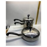 FARBER WARE DOUBLE BOILER, FRYING PAN