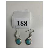 STERLING W/ TURQUOISE CENTER COLOR STONE DROP
