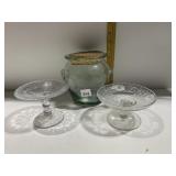 VINTAGE GLASS JAR, ETC.