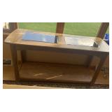 OAK ENTRANCE/SOFA TABLE GLASS INSET W/ LOWER
