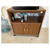 STAND ON WHEELS WITH SHELF AND 2 DOOR CABINET
