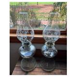 GLASS HURRICANE OIL LAMPS