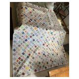 HAND STITCHED QUILT 74" X 86" BEAUTIFUL CONDITION
